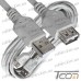 Фото, характеристики, описание Удлинитель USB штекер A - гнездо А, Vers.2.0, диам.-4,5мм, 5 метров, серый, Tcom